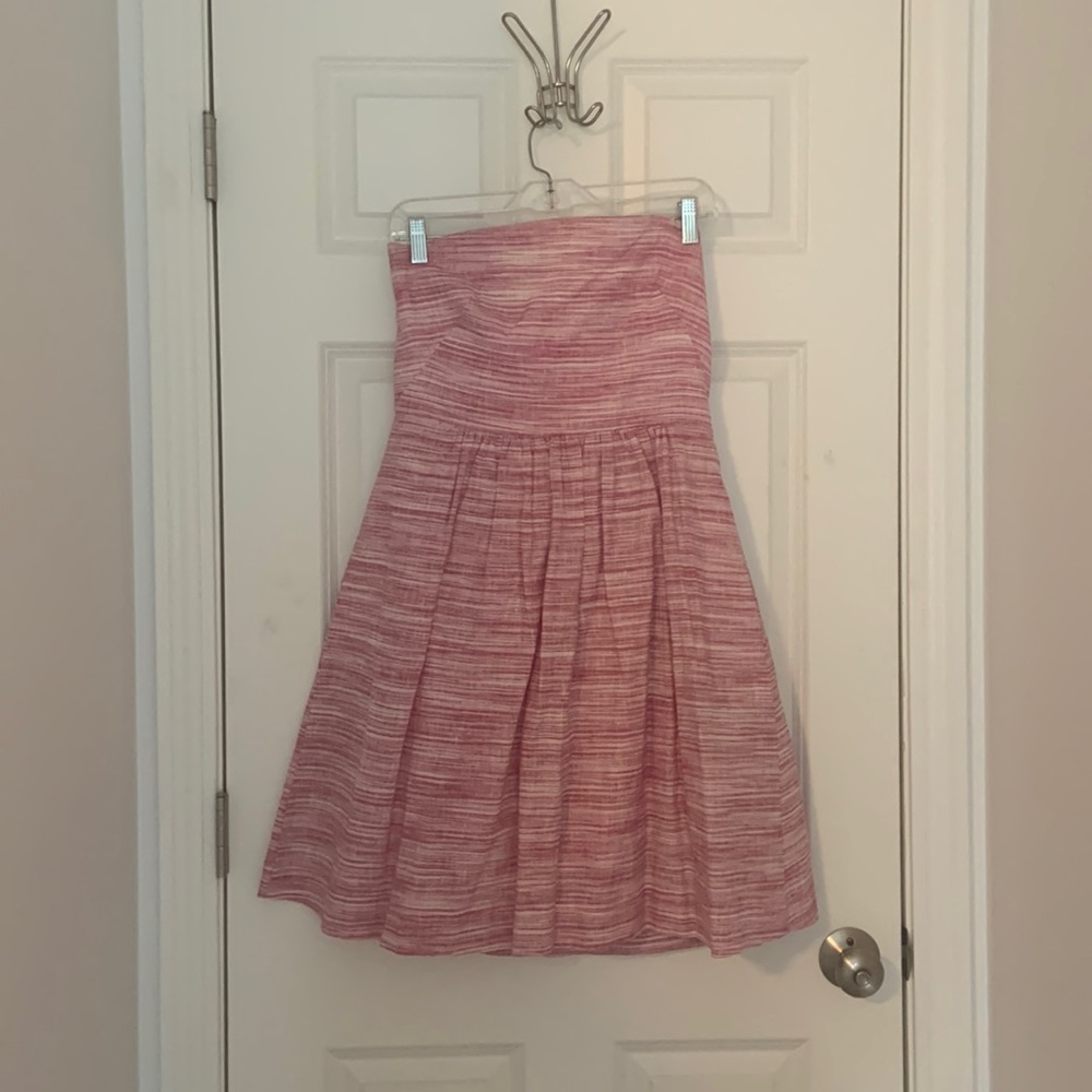 Pink and white strapless Banana Republic dress WITH POCKETS